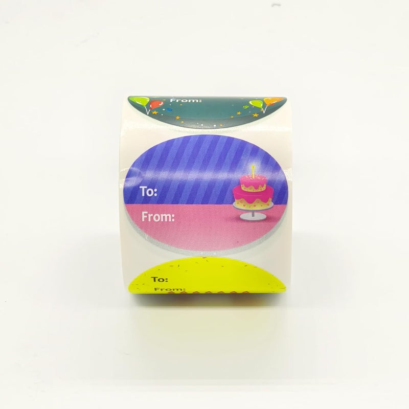 Remarkable Happy Birthday Gift Tag Stickers for Presents 6 Different Unique Cute Designs 1.5 x 2 Inch 300 Adhesive Labels On A Roll for Birthday, Party, Baby Shower Christmas Festival Holiday Decorative Presents - Image 2